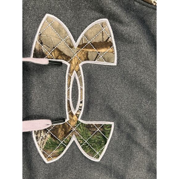 Under Armour Womens Sz Small Hoodie Gray Violet Camo Loose Storm Fleece Hunting - Picture 6 of 8